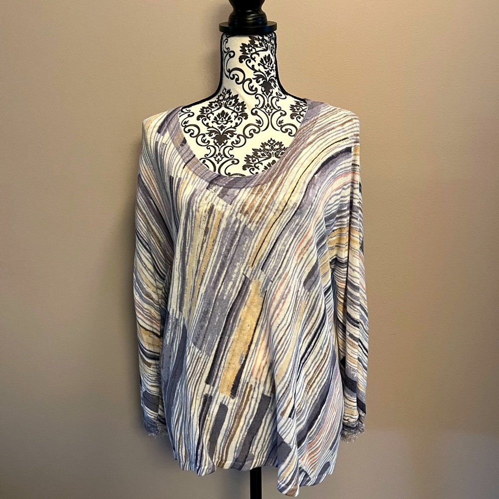Nic+Zoe Size L Top in Shades of Gray
